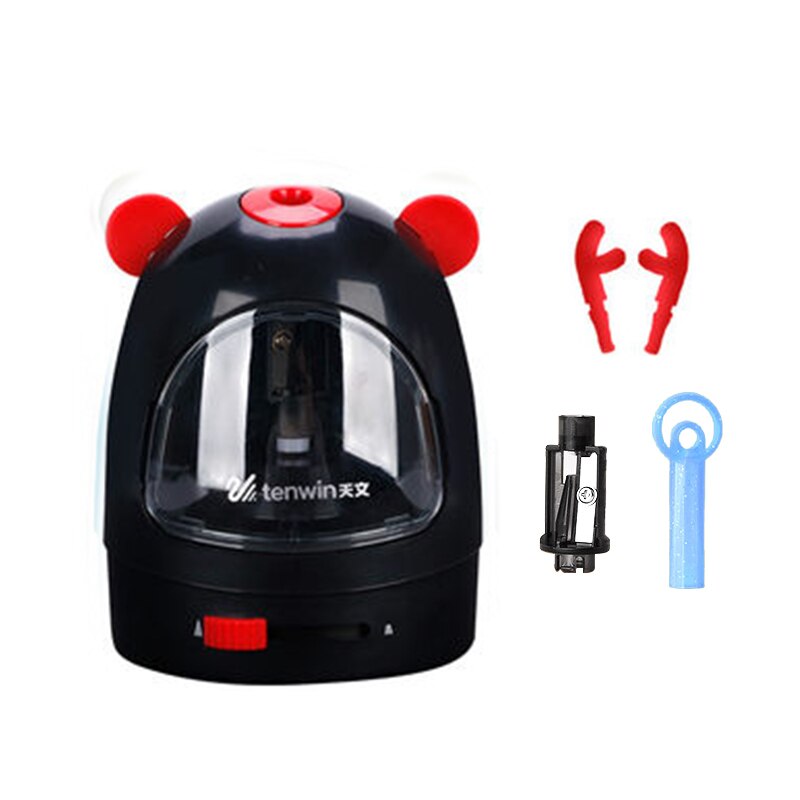 Tenwin-sacapuntas eléctrico multifunción, sacapuntas automático, sacapuntas de dibujos animados, papelería, suministros escolares: 8017-full-black