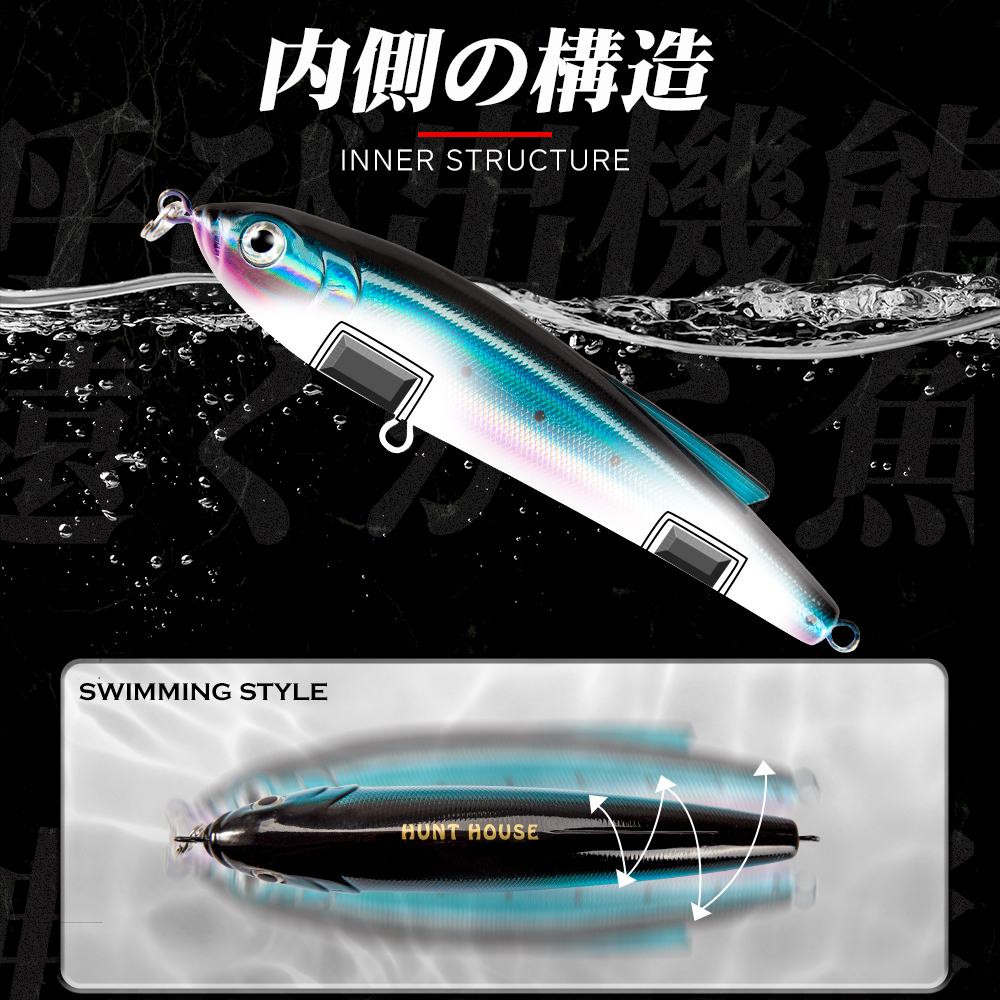 Hunthouse GT Matita Richiamo di Pesca 140mm 70g Traina Acqua Salata Affondamento Stickbait traballante Trota Artificiale Tonno colata Spigola