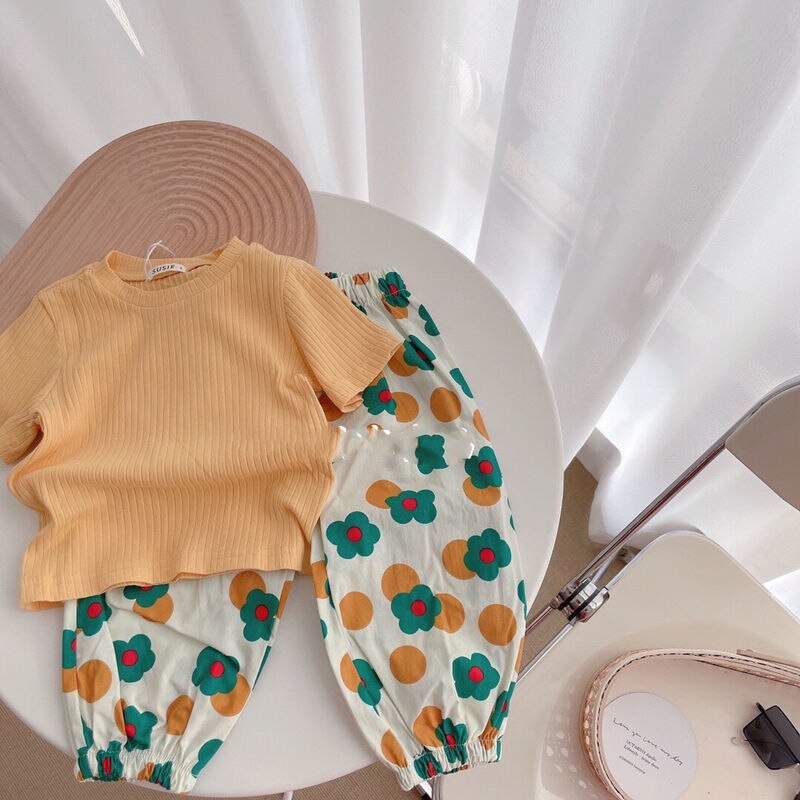 Ropa de bebé coreana para niñas de 2 a 7, de Color sólido Blusa de algodón de manga corta con cuello redondo, Top