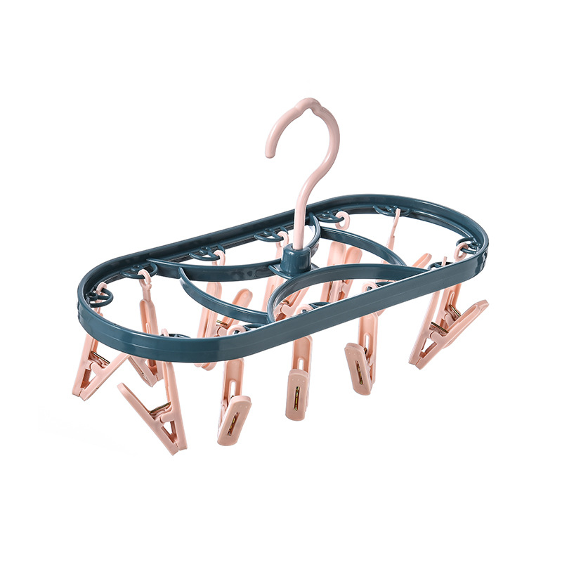 12 clip plastic drying rack multifunctional dormitory household drying underwear and underwear drying rack: PINK