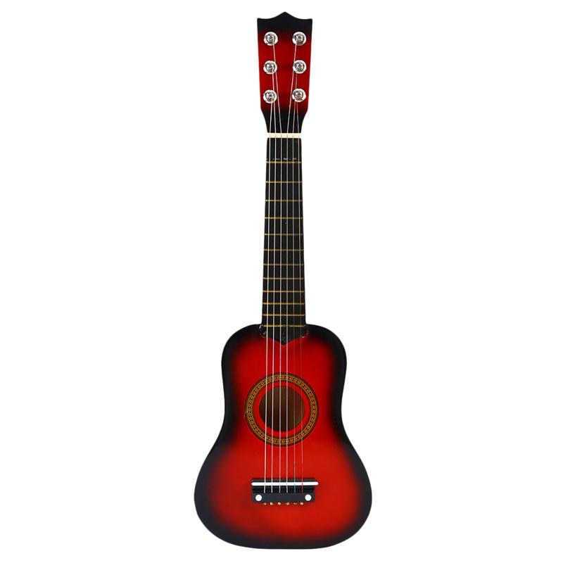 23 tommer træ guitar legetøj interessant musikinstrument legetøj klassisk pædagogisk legetøj til børnefødselsdag: Rød