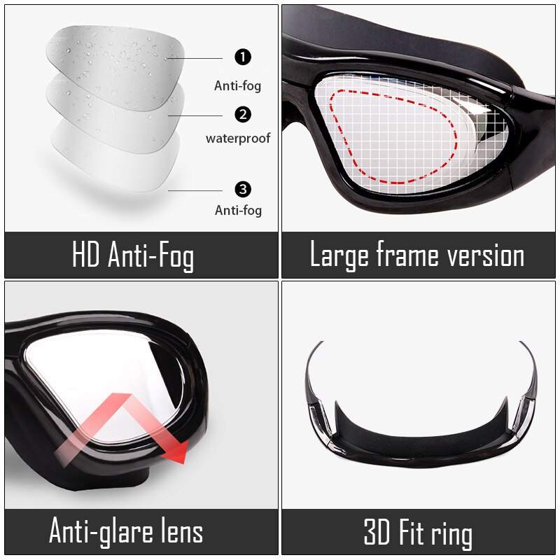 -1.5-9.0 Degree Optical Swimming Goggles Men Women Myopia Swimming Pool Waterproof Swim Eyewear Prescription Diving Glasses