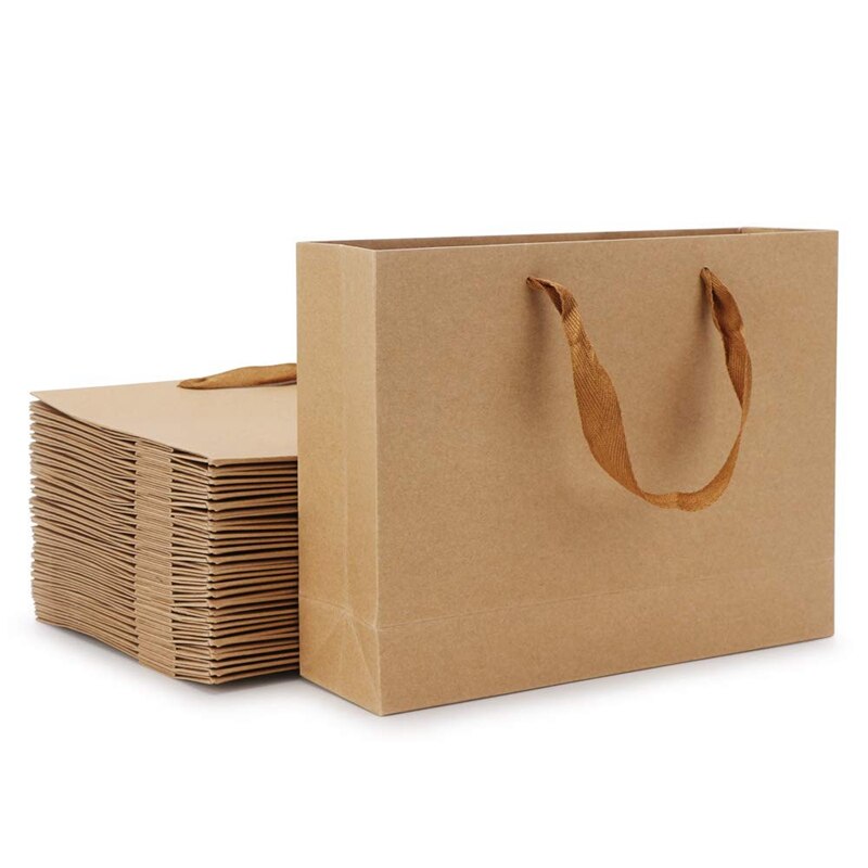 ! kraft papieren zakken , 8.3 inch  x 3.1 inch  x 10.6 inch 20 stuks bruine kraft papieren zakken met zachte stoffen handgrepen, bulk sh: Default Title