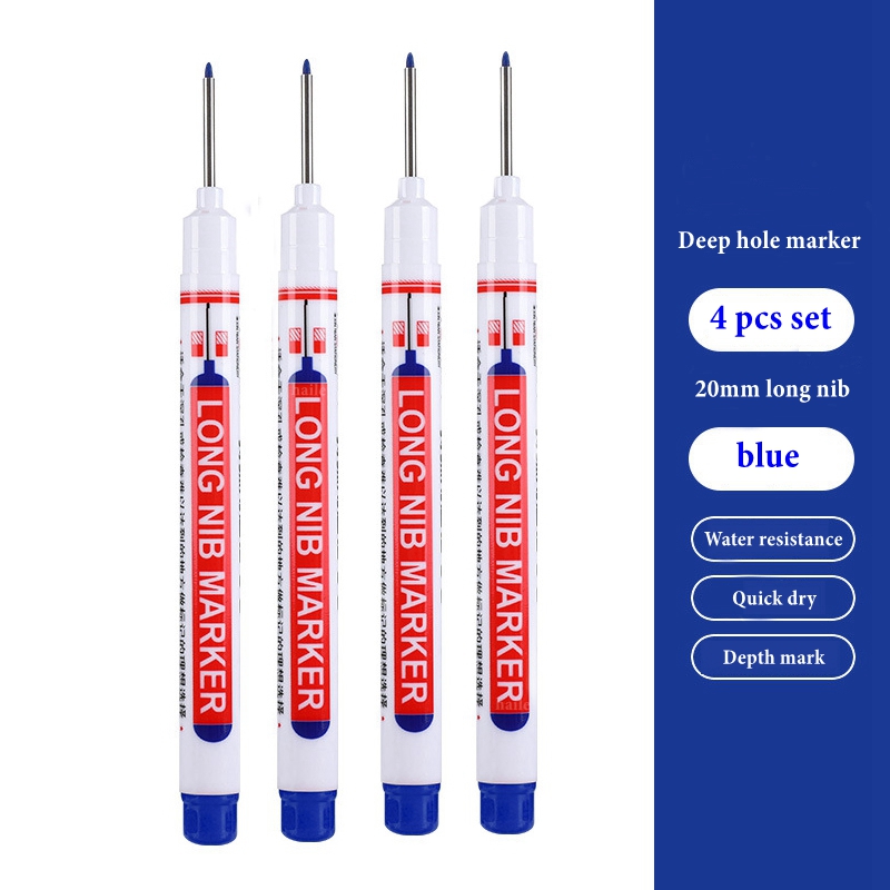 Haile Deep Hole Long Nib Multi-Purpose Marker Pens Waterproof Mechanical Carpentry Bathroom Woodworking Construction Marking Pen: light green