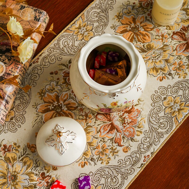 Nordic Luxury Ceramic Storage Jar with Lid Seasoning Jar Kitchen Storage Snacks Candy Jar Table Decoration Cereal Dispenser