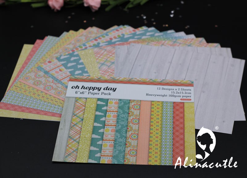 AlinaCraft 24 sheets 6"X6" patterned paper hoppy day Scrapbooking paper pack handmade craft paper craft Background pad