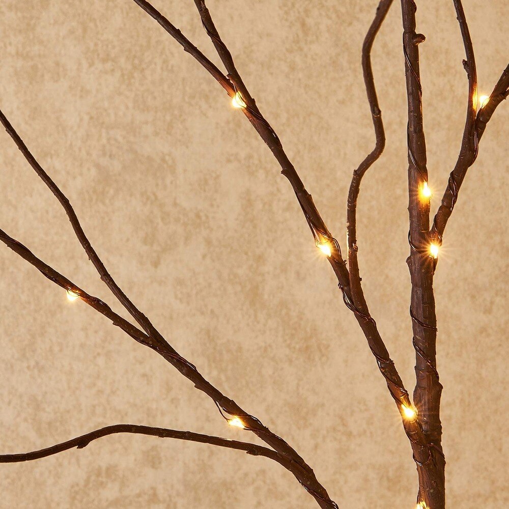 3Pack Pre Lit Artificial Brown Twig Branch with Fairy Lights 150LED Plug in Lighted Willow Branch for Christmas Indoor Outdoor
