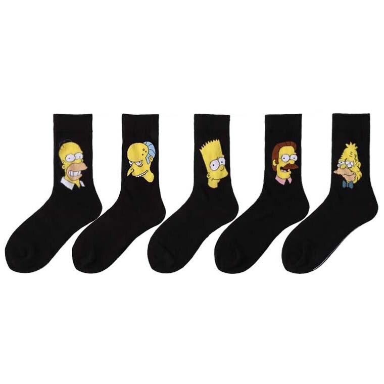 5 pairs lot pack men women Lovers personality korean style cute happy funny cotton ins socks College skateboarding socks: B