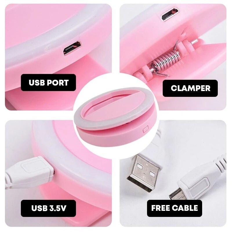 Usb Charge Led Selfie Ring Licht Mobiele Telefoon Lens Led Selfie Lamp Ring Voor Iphone Voor Samsung Xiaomi Telefoon Selfie licht