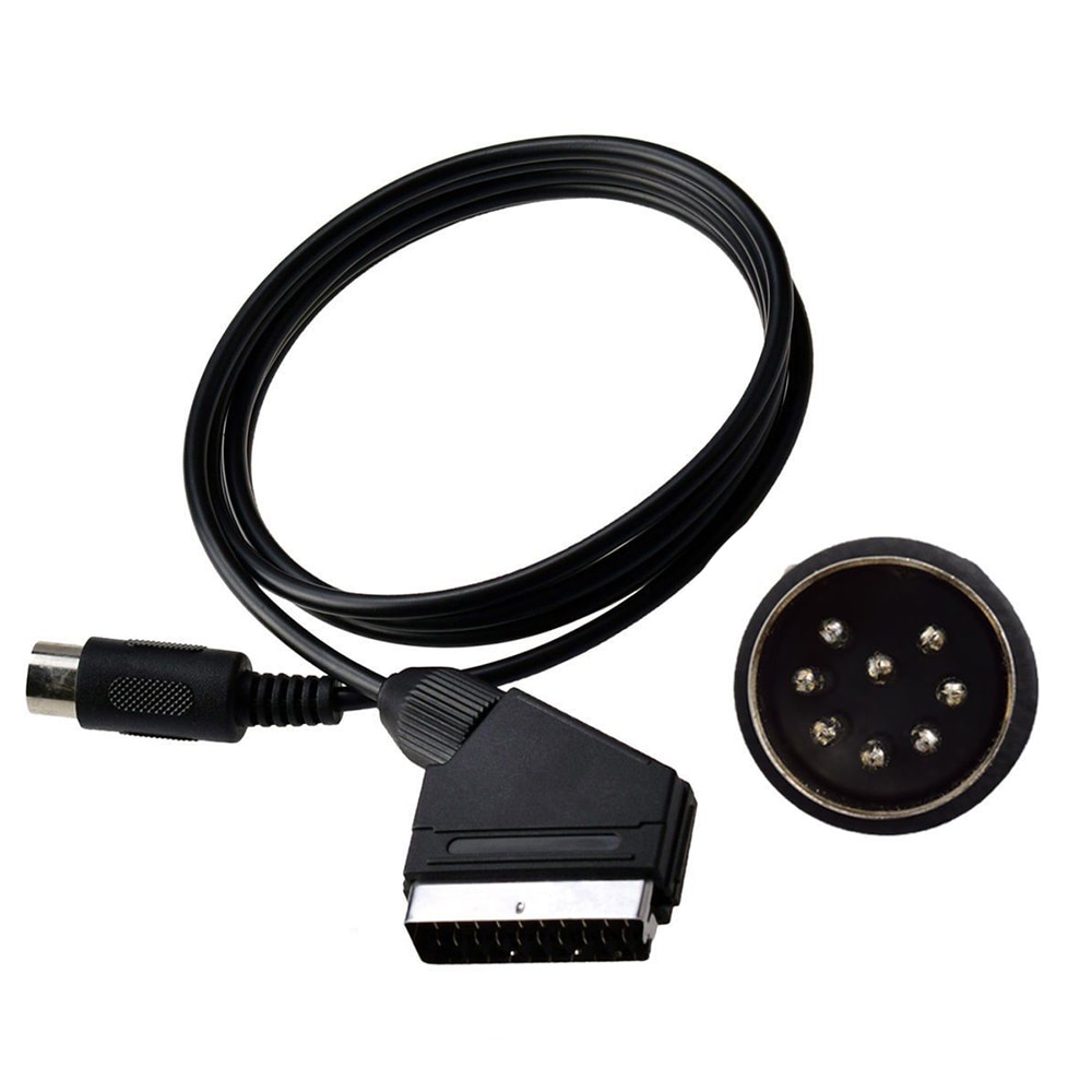 1 st Zwart RGB Scart Data Lijn 1.8 m Opladen Power Kabel PAL C Pin Voor Sega Genesis 1 Mega drive MD 1 Master System 1