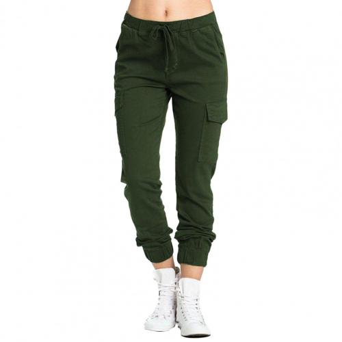 Pantalones de primavera para mujer, pantalón suave con cintura elástica, transpirable, con bandas elásticas en el tobillo: 3XL / Army Green