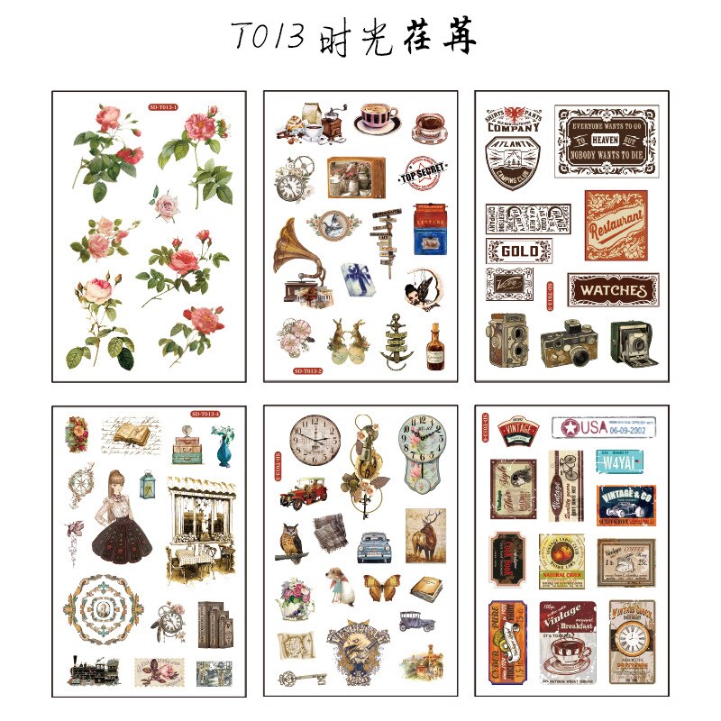 Pegatinas de papel Washi Kawaii para diario, suministros de papelería decorativos para cuaderno, álbum de recortes, 6 hojas: 13