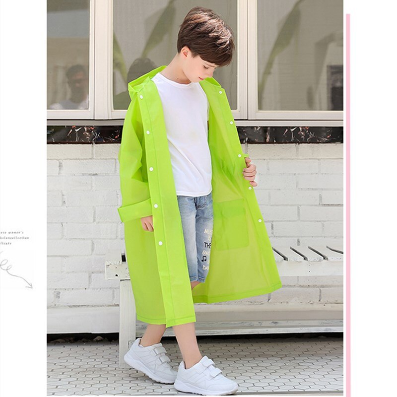 Kids Long Transparent Plastic Raincoat Rain Coat Poncho Waterproof Hooded Rainwear Children Girl Boy Rain Jacket