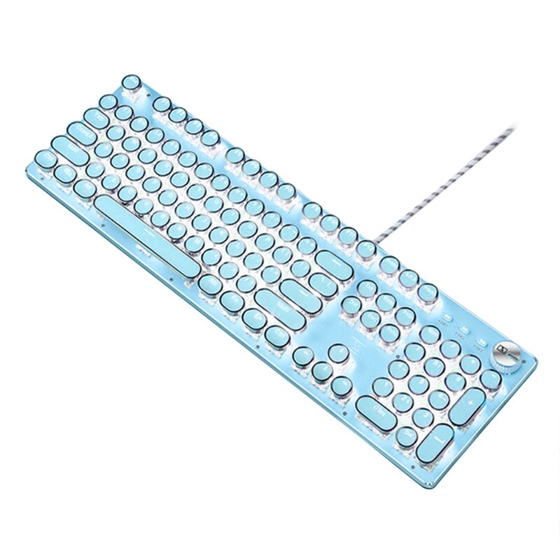 Retro Punk Mechanical Lipstick Metal Keyboard Mouse Set Laptop Desktop Computer Round Key Keyboard Accessory: a