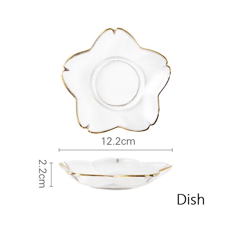 Gold Rim Glass Salad Bowls Dinner Plates Kitchen Utensils Glass Soup Plate Fruit Dishes Cooking Dinnerware Food Container: sakura3