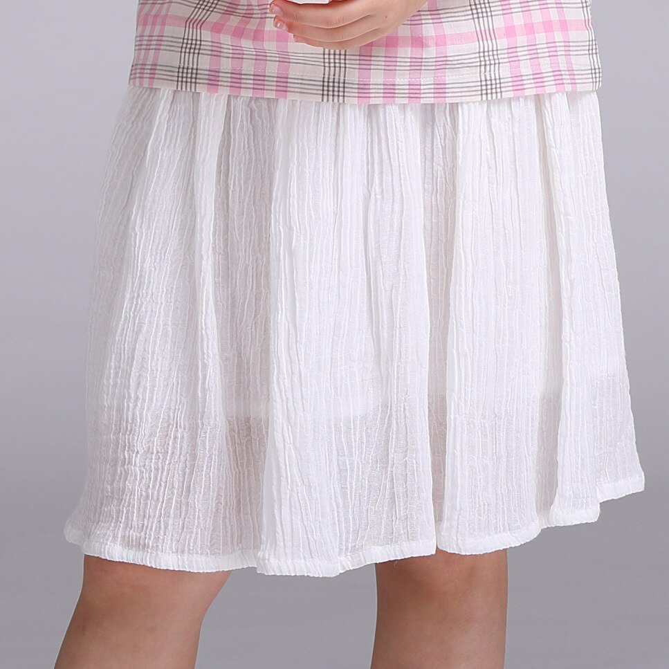 Zomer Meisje Geplooide Rok Lange Rok Kinderkleding Strand Stijl Kinderkleding, Grijs/Wit