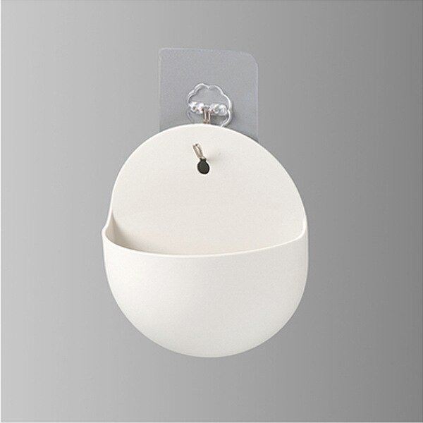 Hydroponisk væghængende blomsterpotte plast doven floret flaske plantevase beholder glasvæg blomsterpotter til hjemmekontorindretning: Rund hvid