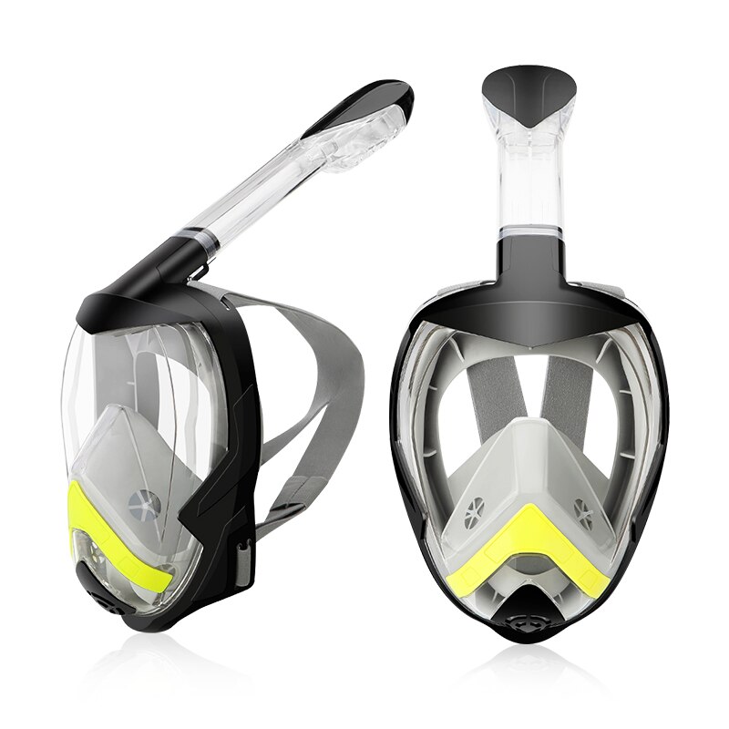 Full Face Snorkel Mask with Newest Breathing System, Foldable 180 Degree Panoramic View Anti-Fog Anti-Leak for Adults