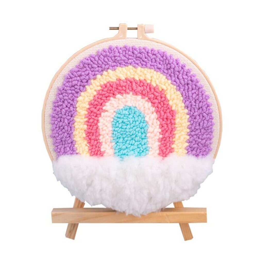 Punch Needle Kits Hoop Punch Needle Soft Yarn for Beginners DIY Needlecraft