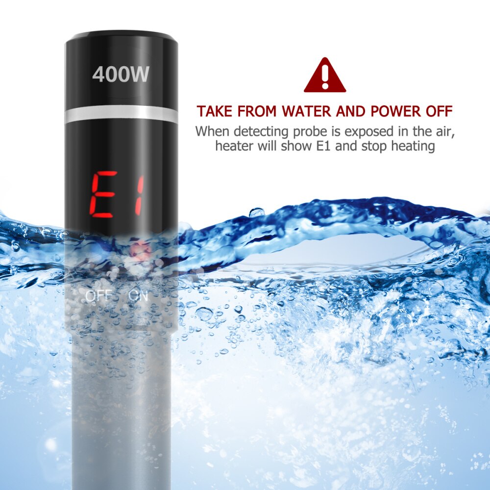 POPETPOP 400W Submersible Aquarium Heater Titanium Heating Rod with and LED Digital Display(Plug)