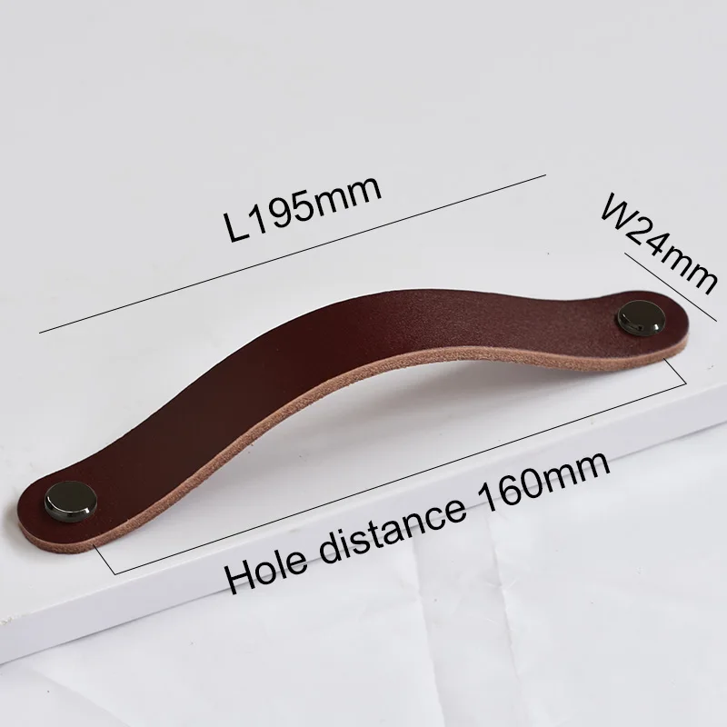 Boutons en cuir marron meubles rétro européens tiroir armoire porte poignée placard armoire à chaussures peau de vache tire bouton: MULTICOLOR
