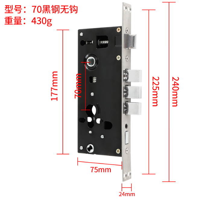 Anti theft door lock body engineering mechanical lock body 24 * 240 square head 30 * 240 cylindrical lock body: Red