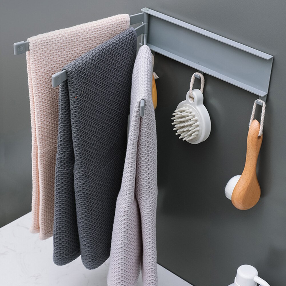 Handdoek Opbergrek Punch-Gratis Roterende Opslag Houders Sterke Lijm Wassen Doek Clip Draaibaar Badkamer Keuken Tool