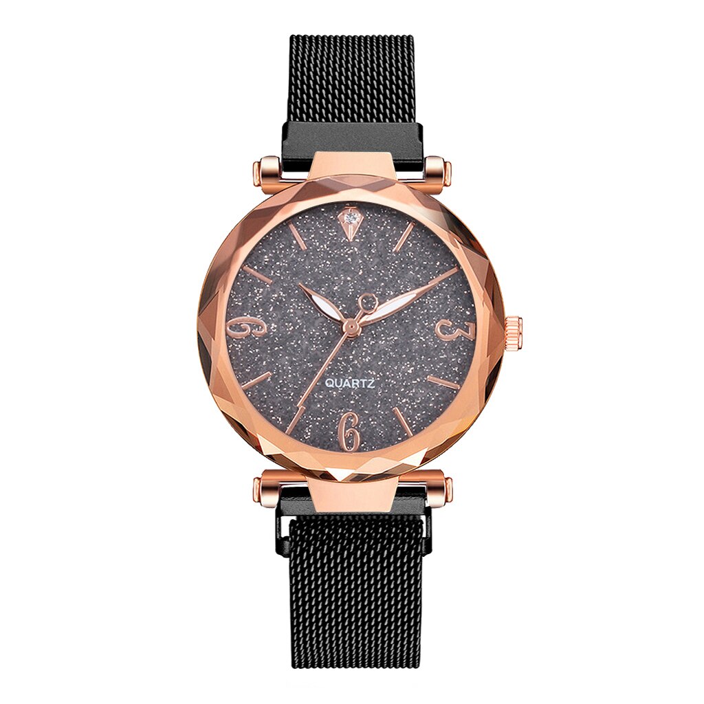 Women Watches Luxury Magnetic Strap Ladies Wristwatches Quartz Clock Zegarek Damski Relogio Feminino: black