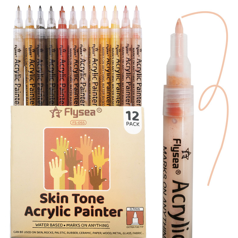 12/18 Kleuren Acryl Pen Acryl Verf Marker Pen 0.7Mm Tip Voor Rock Schilderen Mok Keramische Glas Hout Stof Schilderen snel Droog