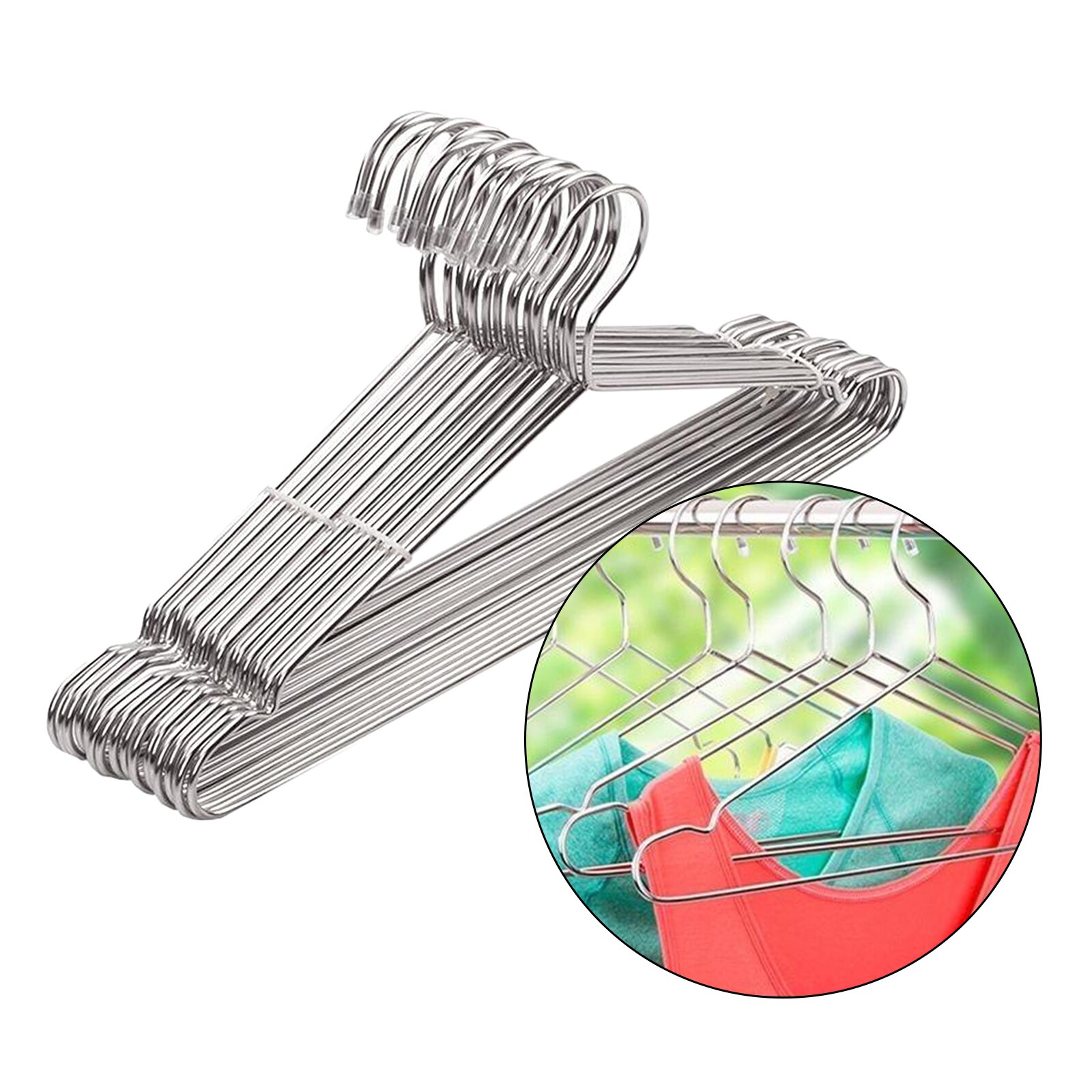 10pcs Heavy Duty Stainless Steel Clothes Hanger 3mm Thick Metal Coat Hangers