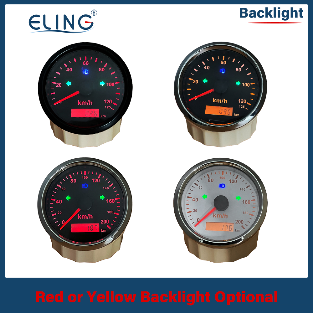 ELING Universal 85mm GPS Speedometer 0-125/160/200 km/h(MPH) Over Speed Alarm Left Right High Beam with Red Yellow Backlight