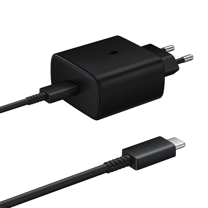 Original Samsung Super cargador rápido 45W PD rápido adaptador Cable de tipo C para Galaxy S20 Ultra S10 más S10E Nota 10 Pro A81 A91 A70: Black EU add Cable