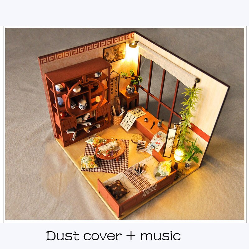 Tw28- z diy poppenhuis chinese retro stijl moxiang paviljoen mini meubels voor familie en vrienden
