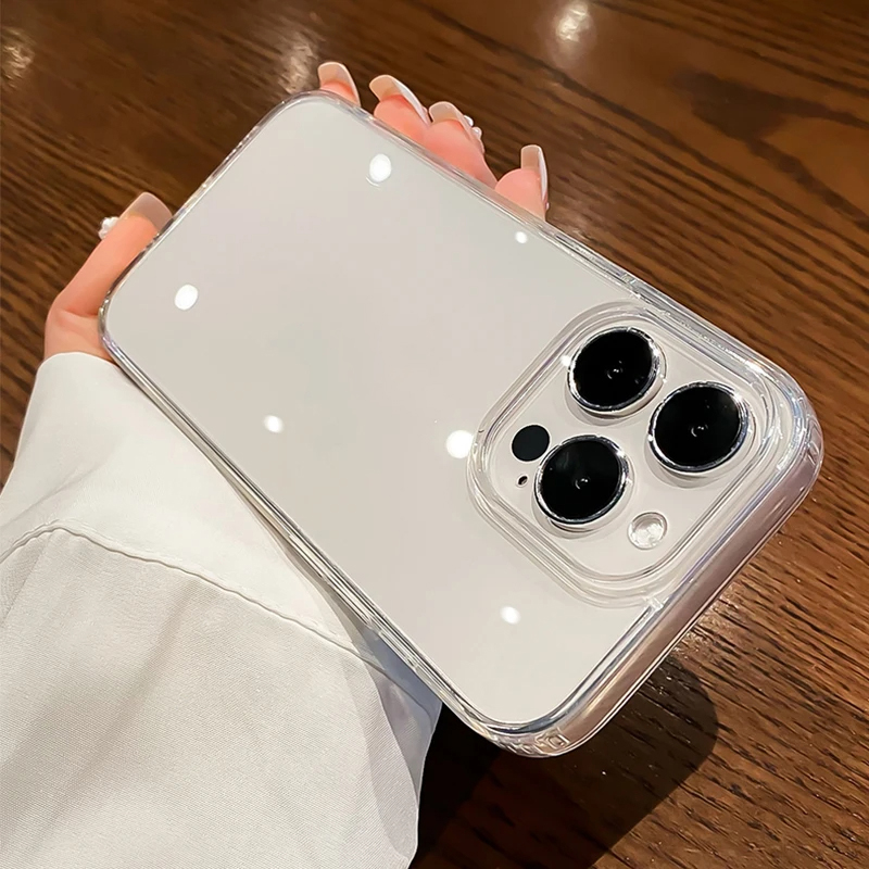 Luxuriöse transparente weiche Acryl-Handyhüllen für iPhone 16, 15, 14, 13, 12, 11, Profi Max Plus, stoßfeste, klare Stoßstangenabdeckung, Zubehör