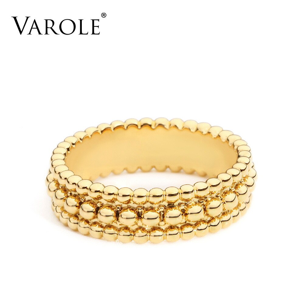 VAROLE Punk Perlen Ring Zirkonia Engagement Dame Finger Ringe Für Frauen Gold Farbe minimalistisch Modeschmuck: 7 / Gold (Perlen)