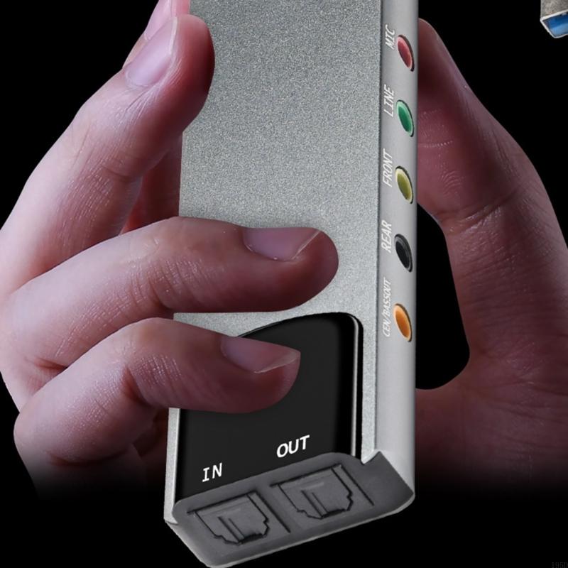 Interface de áudio usb, placa de som externa com entradas para microfone, entrada de linha e saída óptica spdif para edição de áudio.