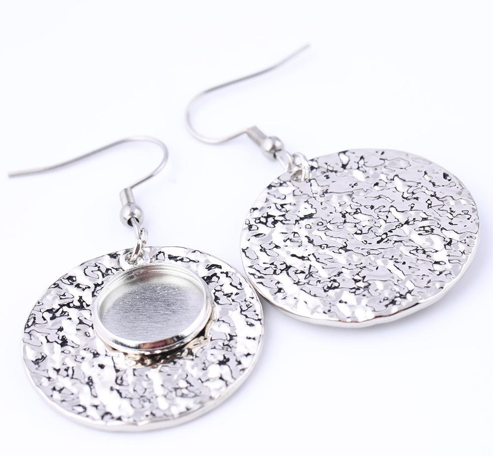 6 stücke Montage 12mm glas cabochon ohrring einstellung Tabletts mit kreis platte diy Basis lünette rohlinge für ohrringe machen kein Nickel