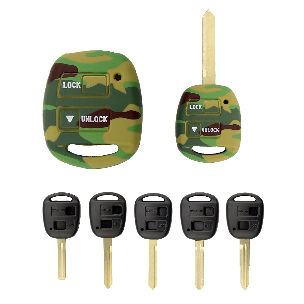 Okeytech 2 Buttons Silicone Rubber Car Key Cover Case Holder for TOYOTA CAMRY RAV4 PRADO COROLLA AVENSIS LAND CRUISER Yaris