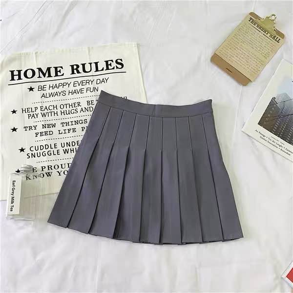 Chemise à manches longues pour femme, cravate de grande taille pour étudiantes coréennes JK, chemise blanche, jupe d&#39;école, printemps: Gray skirt / L