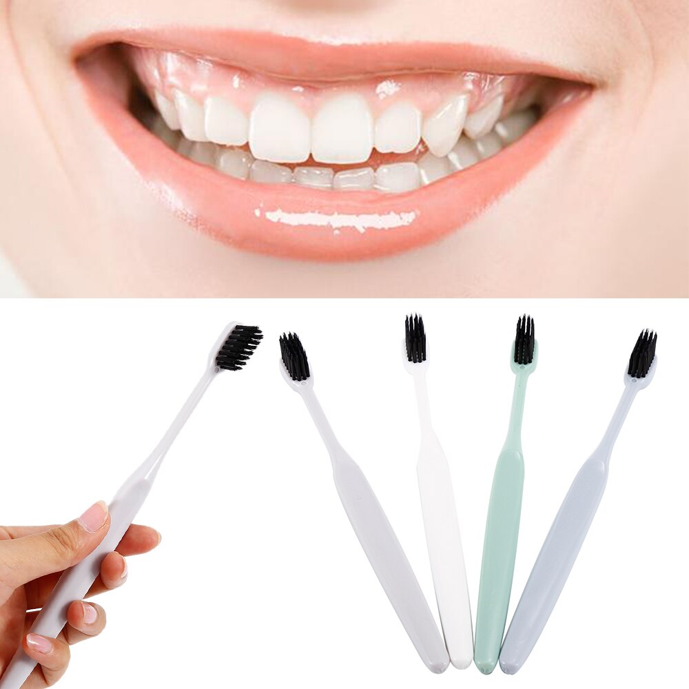 4 Stks Pure Bamboe Houtskool Tandenborstel met Zwart Heads Zachte Tandenborstel Ultra Dental Mondverzorging voor volwassen
