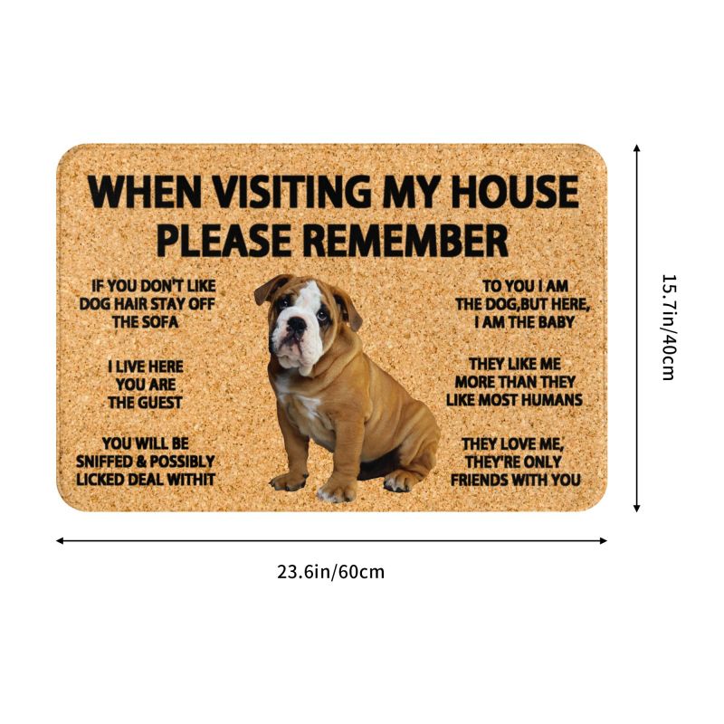 Please Remember English Bulldog Doormat Non-Slip Bathroom Kitchen Mat Living Room Door Floor Entrance Carpet Rug