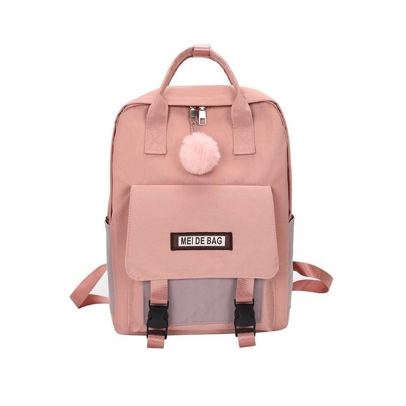 Contrast Kleur Rugzak Vrouwen Mode Laptop Rugzakken Draagbare Schooltassen Voor Tienermeisjes Grote Capaciteit Reizen Rugzak: Pink