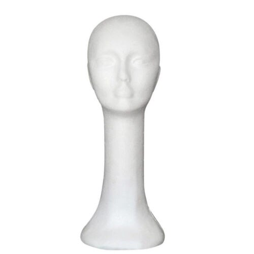 Long FeMale White Mannequin Styrofoam Foam Manikin Head Model Wig Glasses Hat Display Stand
