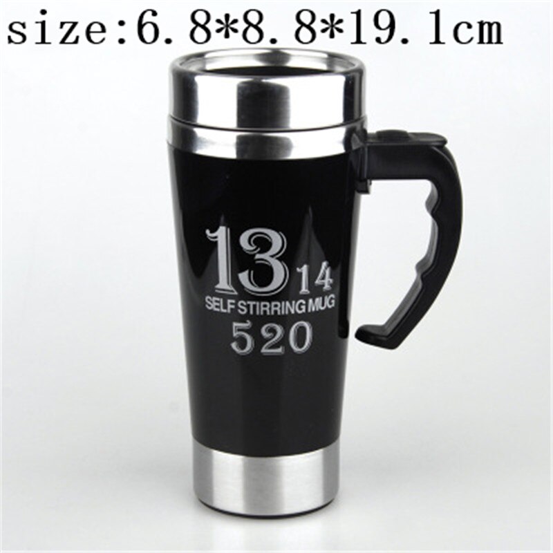 Self Stirrer Mug Automatic Double Coffee Milk Mixing Mugs Stainless Steel Thermal Insulated Cup Smart Electric Shaker Juice Cup: Black-1314