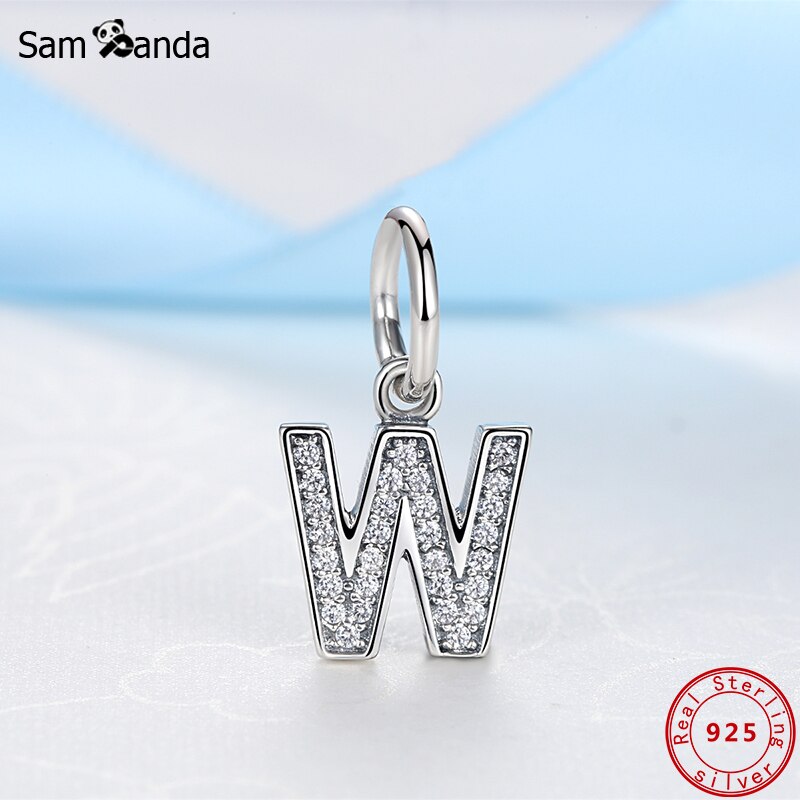 Original 100% de Plata de Ley 925 del encanto del grano de A-Z cartas colgante encantos alfabeto pulseras de las mujeres la fabricación de la joyería DIY