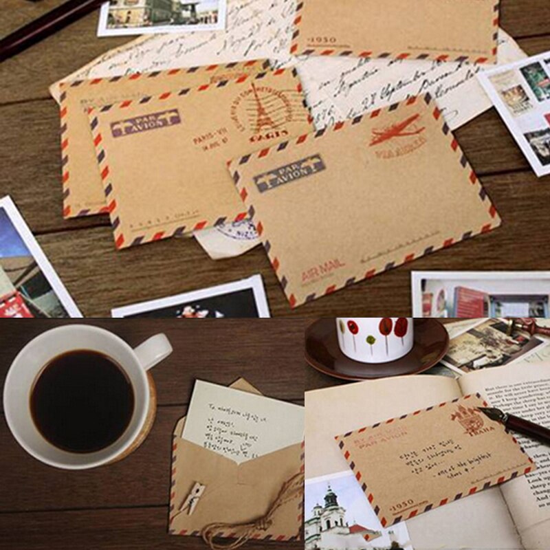 10 pièces Mini miniature enveloppe nostalgique carte postale lettre stationnaire stockage brun Kraft papier Vintage enveloppe env