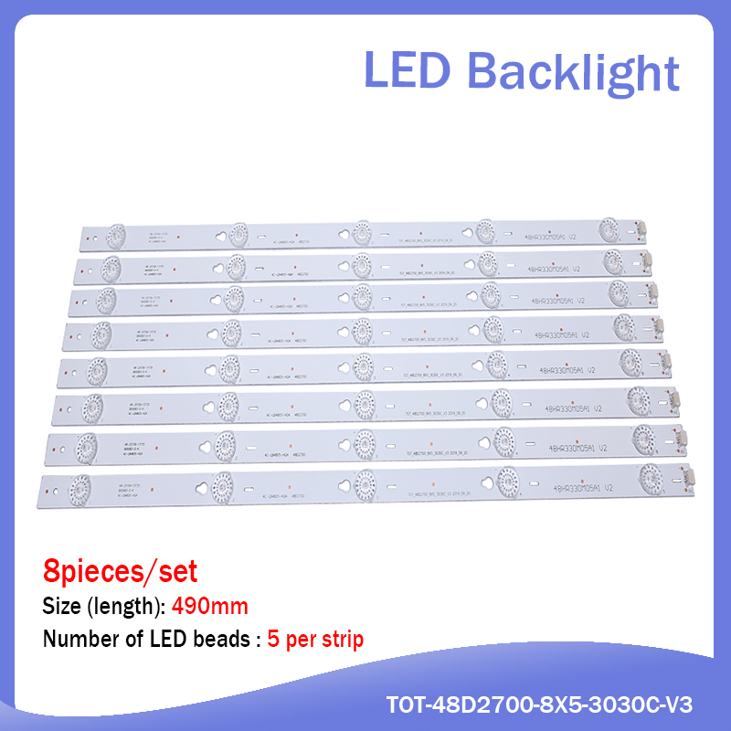 100% 1 set = 8 stück für tcl  b48 a 558u d48 a 810 streifen tot -48 d 2700-8 x 5-3030c-v3 yha -4c-lb4805- yhex 2 tcl  d48 a 810 490mm 5 led