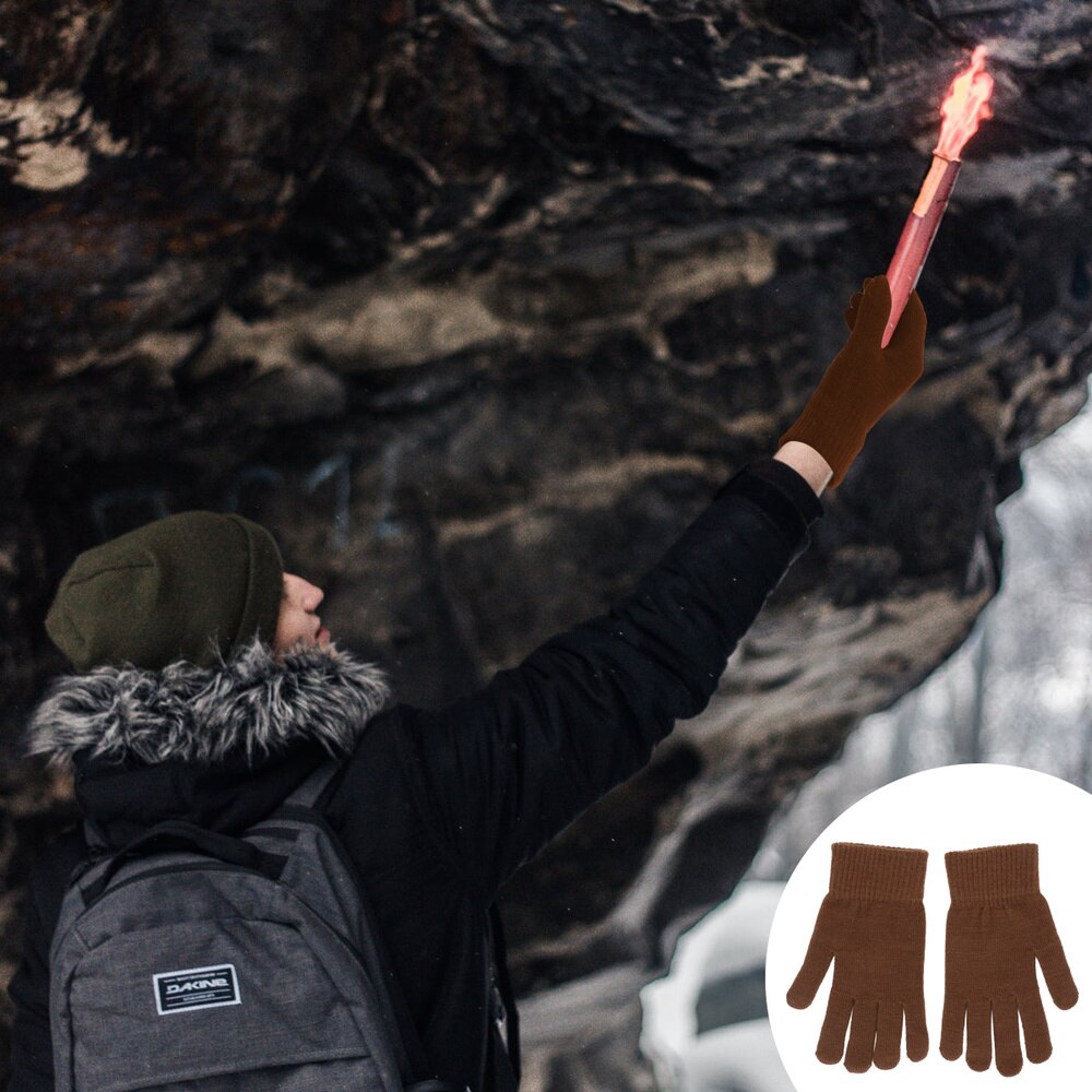 1 par de guantes de punto cálidos de invierno, guantes de dedo completo flexibles, guantes gruesos