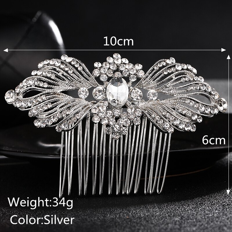 Efily Bridal Bruiloft Haaraccessoires Crystal Zilver Kleur Haar Kammen Voor Vrouwen Bruid Hoofddeksel Party Sieraden Bruidsmeisje: silver color HSJ4031