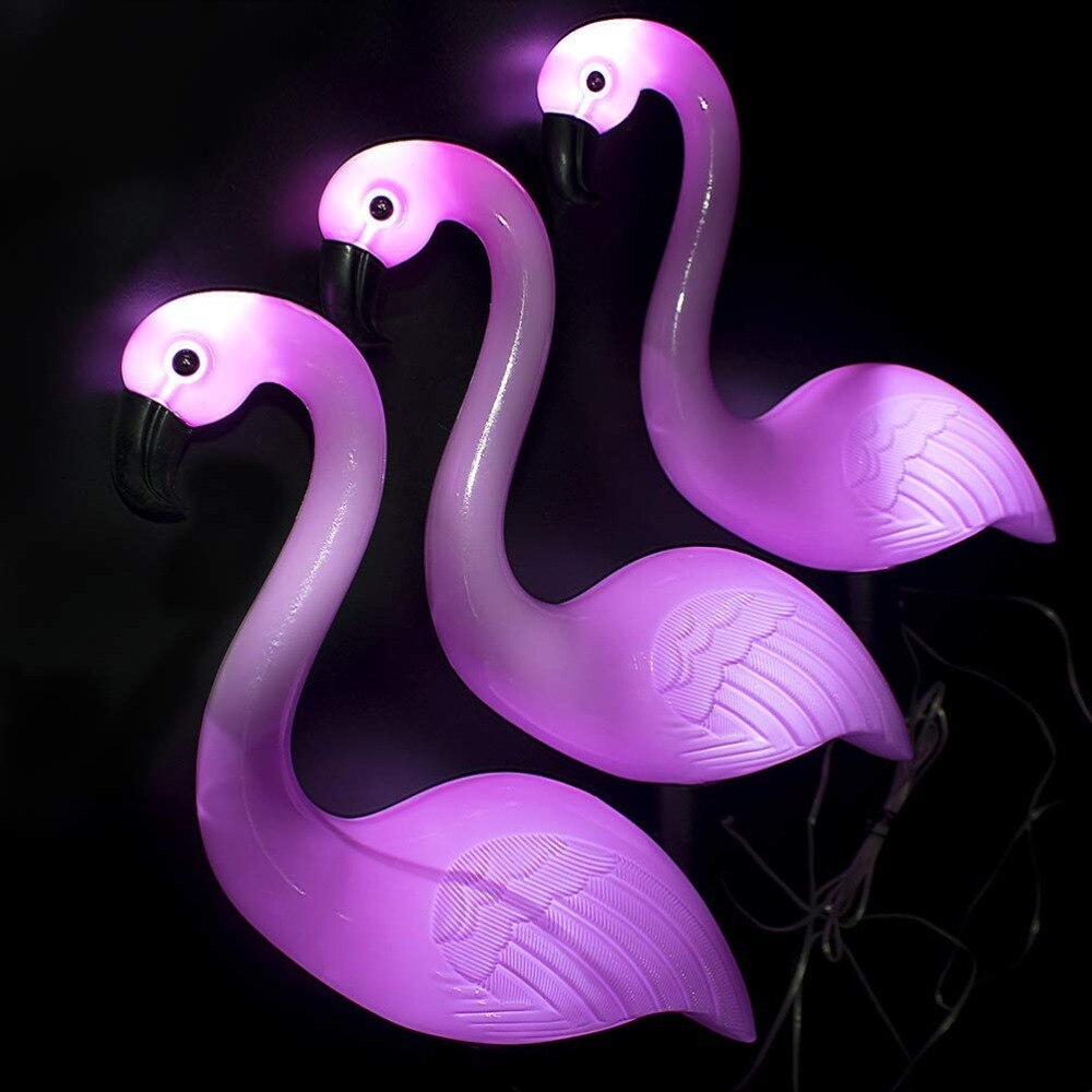 3 pakke solenergi flamingo innsats lys lanterne soldrevet sti lys utendørs vanntett hage dekorativ plen hage lampe